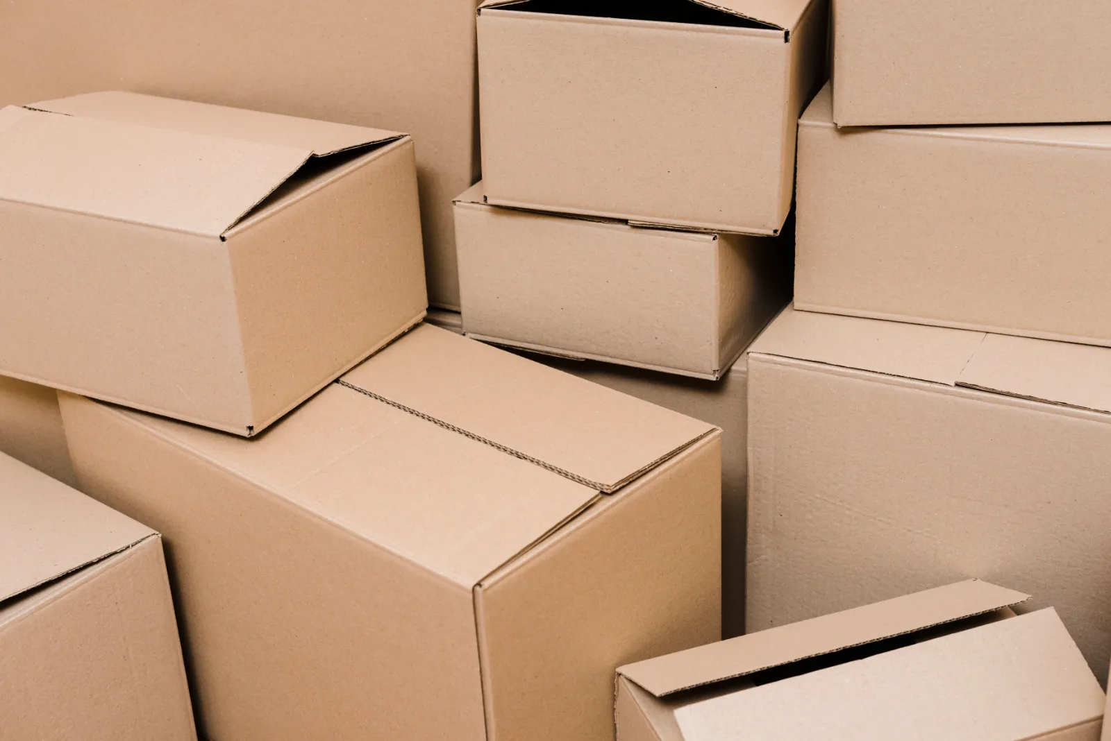 Stacked brown corrugated cartons