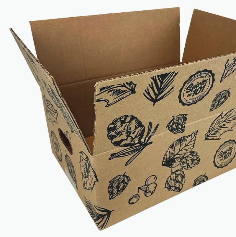 Printed RSC box with hand-holds